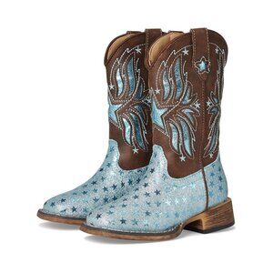 Roper Toddler Girl's Starlet Glitter Western Boots in Blue Stars